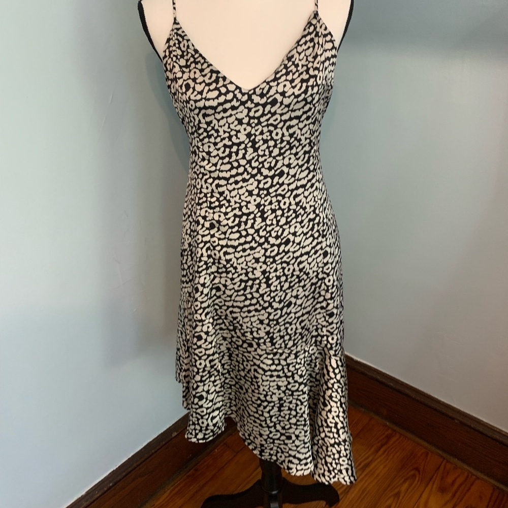 Forever 21-  (L) Leopard silk dress- Black & White- Large